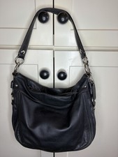 Authentic Coach Black Leather Silver Hardware Zoe Hobo Shoulder Bag Purse