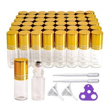 50 PCS Essential Oil Roller Bottles 3ml Clear Glass Roller Bottles with Stain...