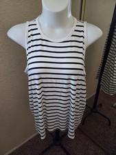 BRAND NEW: Womens OLD NAVY Size XL White/Blue Striped Luxe High Neck Tank Top