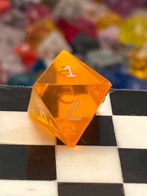 Vtg Armory d8 tangerine orange gem rpg ad&d dice 123124@