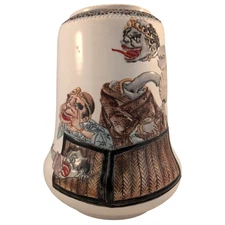 Antique Japanese Satsuma Ceramic Vase Yokai Box Bakemono Monsters Oni Demons​