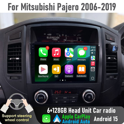 9'' Wireless CarPlay Auto 128GB Head Unit radio For Mitsubishi Pajero 2006-2019