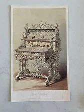 Antique Victorian Design Print – Ornate White-Wood Cabinet by Michel L. Wettli 