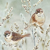 Ihr Winter Melody Lunch-Servietten Motiv-Servietten VöGelchen 33X33 Cm Blau/Grau
