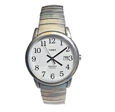 Timex Indiglo 35mm w/Date Men's Stainless Steel Expandable Watch New Battery