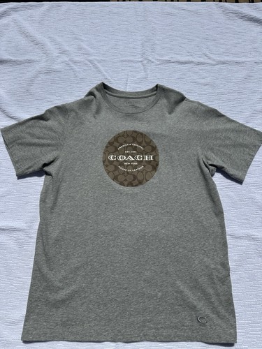 Coach Shirt Mens L Gray Signature Print Logo House Of Leather New York Designer