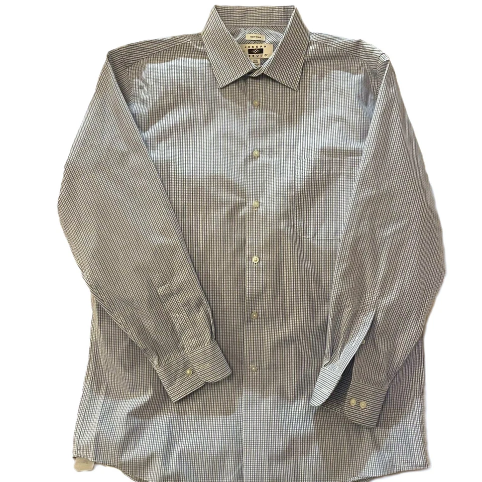 Joseph Abboud Мужская рубашка 16,5 32/33 синий белый чек хлопок длинным рукавом - Изображение 4 из 4