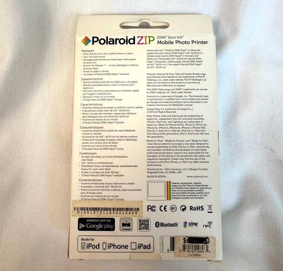 Polaroid ZIP Mobile Photo Printer OpenBox UNUSED +20 ZINK Paper Sheets Bluetooth - Image 3 of 4