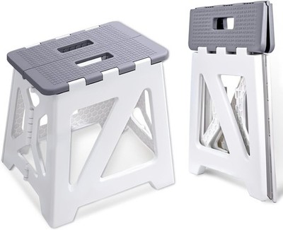 Foldable Step Stool (1 Pack) 12.9 Tall up to 300 lb Sturdy Plastic Folding Stool