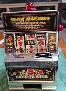 Tabletop Slot Machine Mini Accepts Coins Bars, Cherry, 7