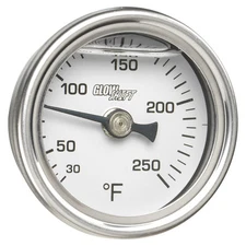 GlowShift Mechanical Water Coolant or Oil Temp Gauge Liquid Filled 38mm White