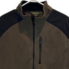 Eddie Bauer Men's Fleece Vest Gray Black Full Zip Outdoor Casual Large