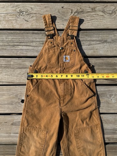 Carhartt Youth Boys Size 4 Canvas Double Knee Bib Overalls Work Wear - Picture 3 of 8
