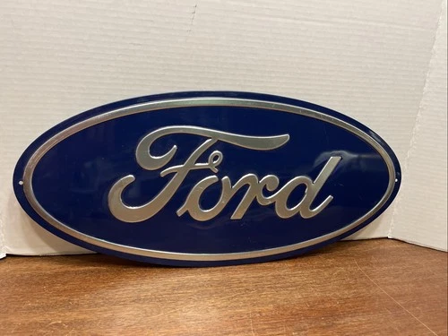Ford Blue 20" Oval Logo Metal Tin Sign Car Vintage Auto Emblem Garage Man Cave
