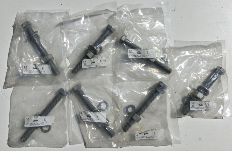 5/8-11 X 6” Galvanized Hex Bolts with Hex Nuts Lock & Round Washers Seven sets