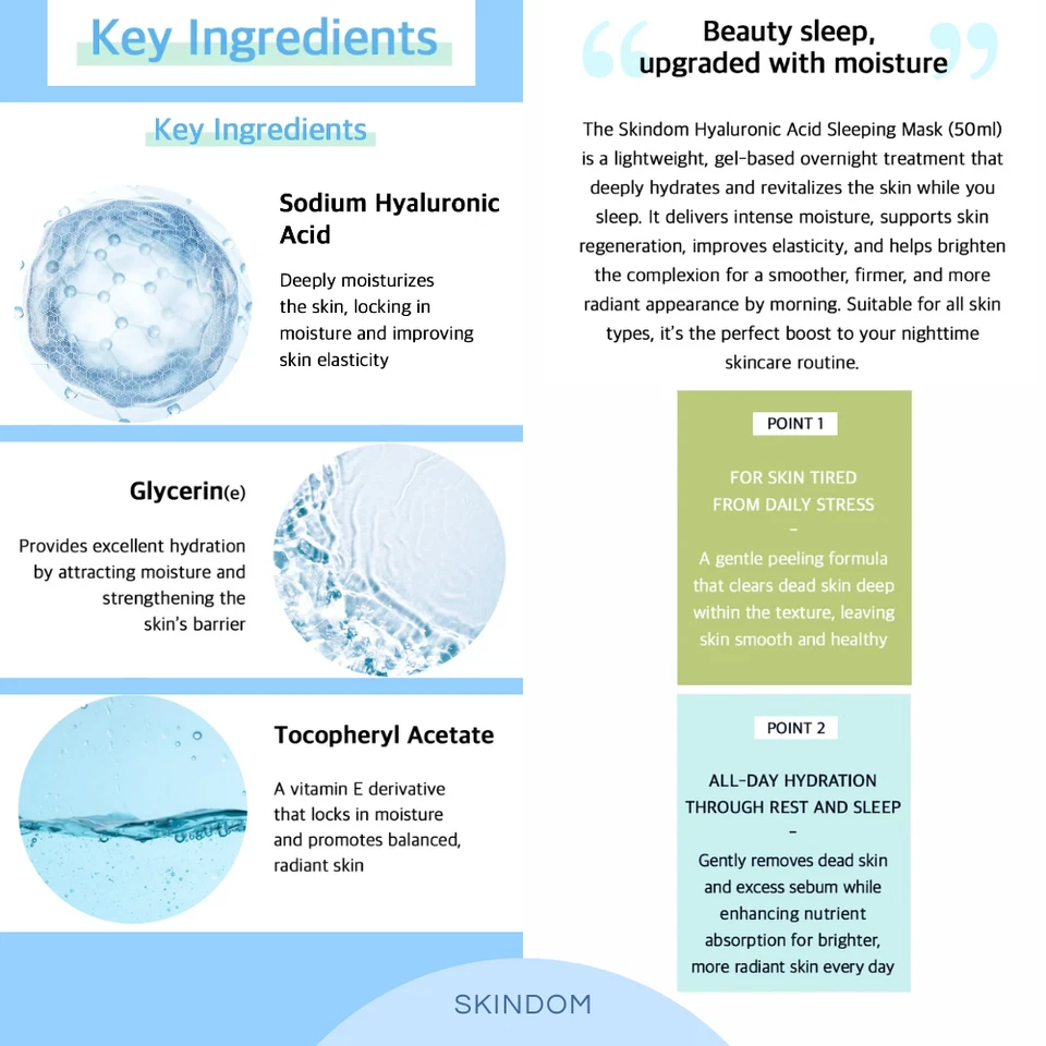 SKINDOM Hyaluronic Acid Sleeping Mask 50ml – Hydrating & Overnight Skin Repair - image 2 of 4