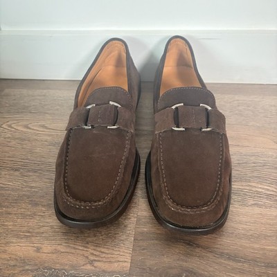 Tod s Mens Brown Suede Italian Loafers Slip-on Buckle Detail Size UK 10/US 11.5
