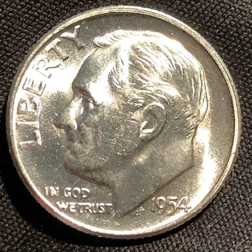 1954 Roosevelt Dime Silver Coin - MS (Mint State Uncirculated) condition