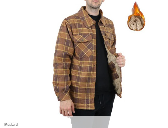 МУЖСКАЯ ФЛАНЕЛЕВАЯ КУРТКА-РУБАШКА НА ПОДКЛАДКЕ ИЗ ШЕРПА RUDOLPH - РАЗМЕР МУЖСКОЙ L - ГОРЧИЧНЫЙ 7890₽