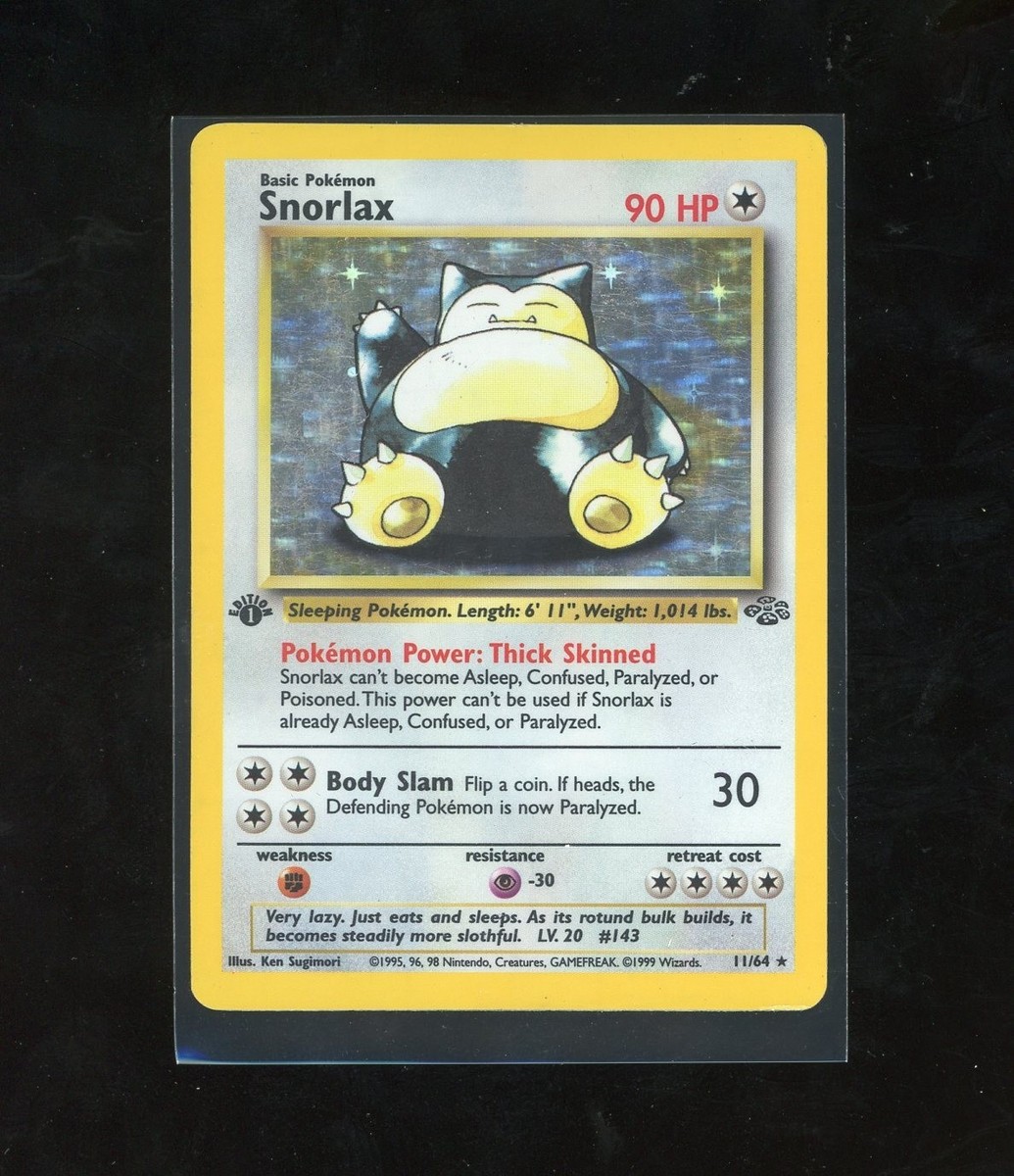 1ST EDITION 1999 Pokemon Jungle Snorlax 11/64 Holo Foil Rare WOTC Vintage