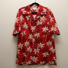 Vintage 50s 60s MALIHINI HAWAII Red Palm Tree XL Shirt- Made in Hawaii-RN22654