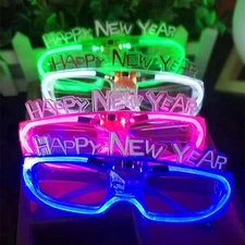 Happy New Year Neon LED Light Up Glasses Glowing Flashing Eyeglasses Party NYE