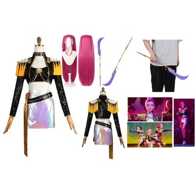 Mira Rumi Zoey Cosplay Coat Dress Women Halloween+Hairs Wigs+Sword Knife Uniform