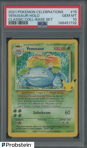 #1 2021 Pokemon Celebrations Classic Coll Base Set #15 Venusaur - Holo PSA 10