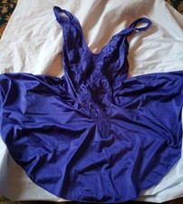 Vtg L OLGA PURPLE NYLON TEDDY Romper Short Nightie 90470