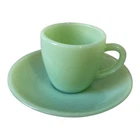 HTF Rare Vintage Fire King JADEITE Restaurant Ware Demitasse Cup and Saucer #1