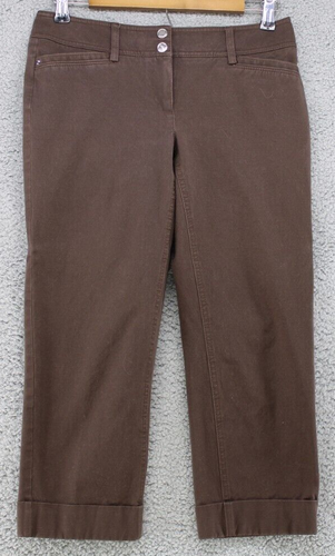 White House Black Market Pants Women's Size 2 Slim Cropped Brown Tapered Leg - Foto 1 di 3