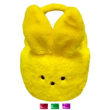 Yellow Peeps Plush Easter Basket with Handle 10 Inch, Empty Easter Egg Baskets