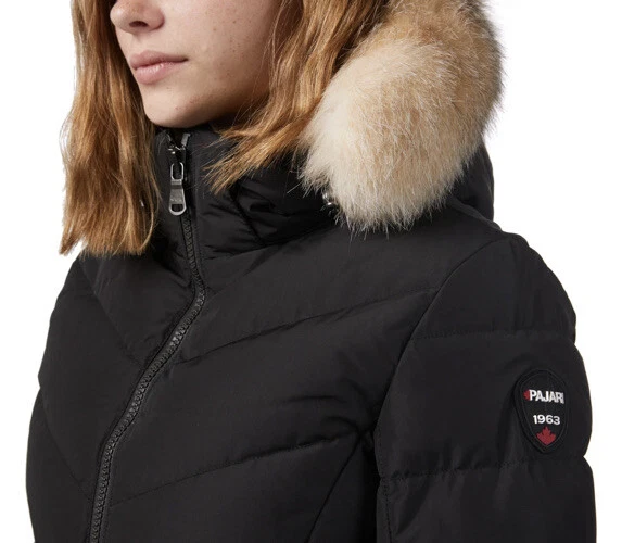 Pajar Canada M Parka Queens Faux Fur Down Jacket Black Hooded