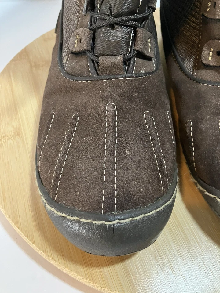 WOOLRICH Mujer MARRÓN CUADROS Cuero Impermeable Sherpa Forrado Botas Talla 9 M Foto 3 de 4