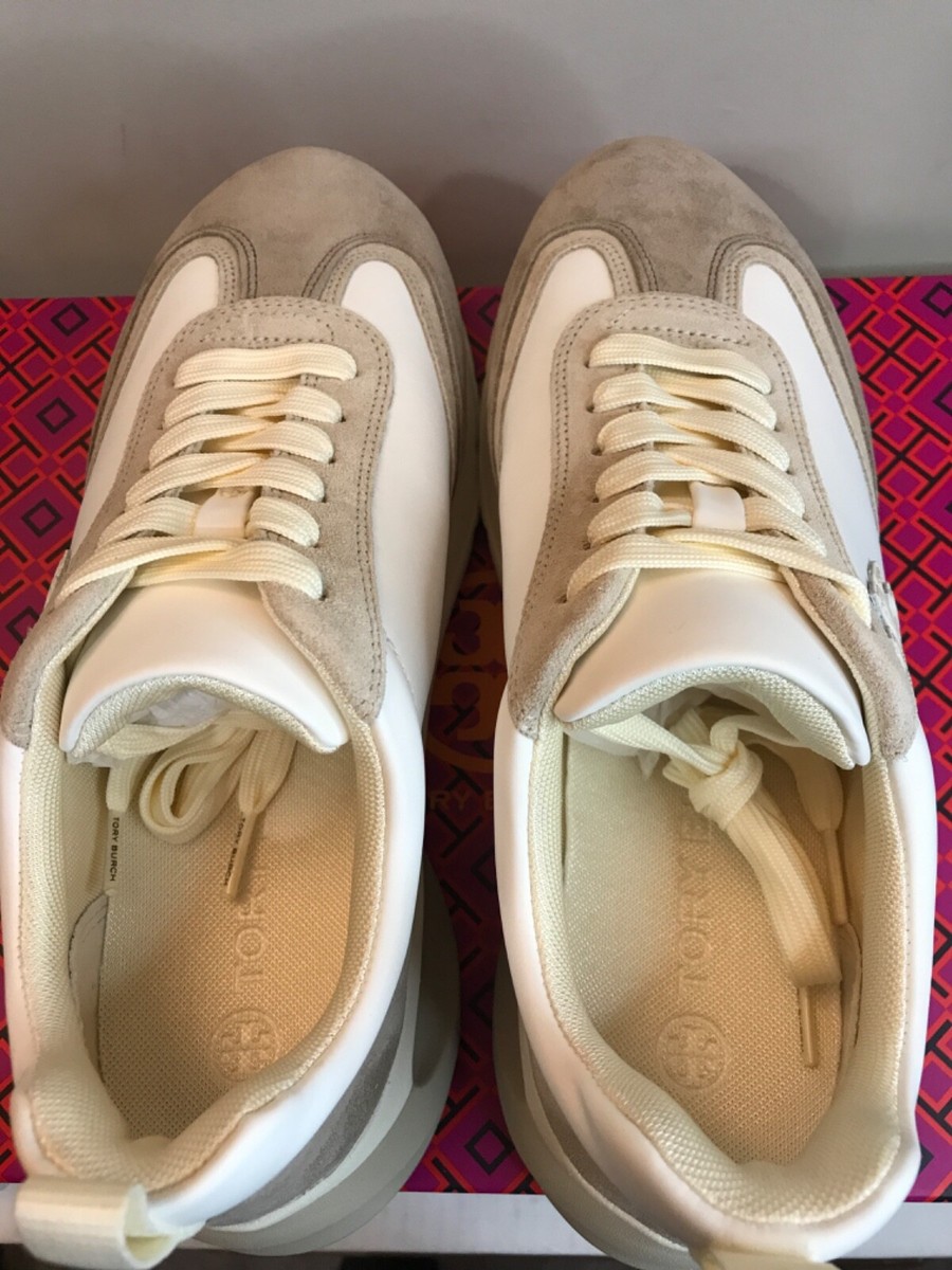 Tory Burch Good Luck Trainer Nylon Nat Suede 83833 White