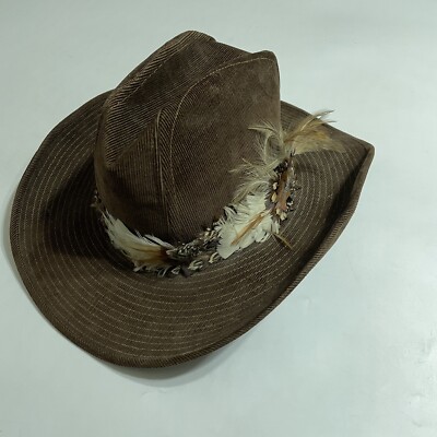 Vtg LEVI STRAUSS Western Cowboy Corduroy Hat Brown Levis