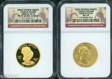 2008-W $10 GOLD SPOUSE LOUISA ADAMS NGC PR70 PF70 & MS70 2-Coins SET !!!