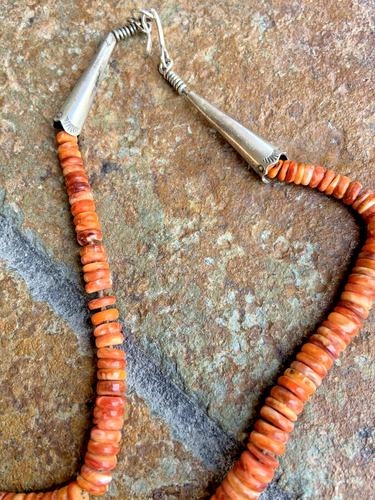 Aldrich Vintage Orange Spiney Oyster & Turquoise Beaded Mosaic Pendant Necklace - Picture 5 of 10