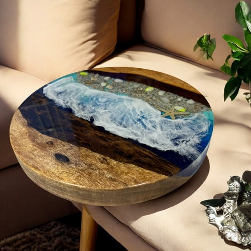 Round Ocean Epoxy Coffee Table Wave Design Luxury Garden Interior ...