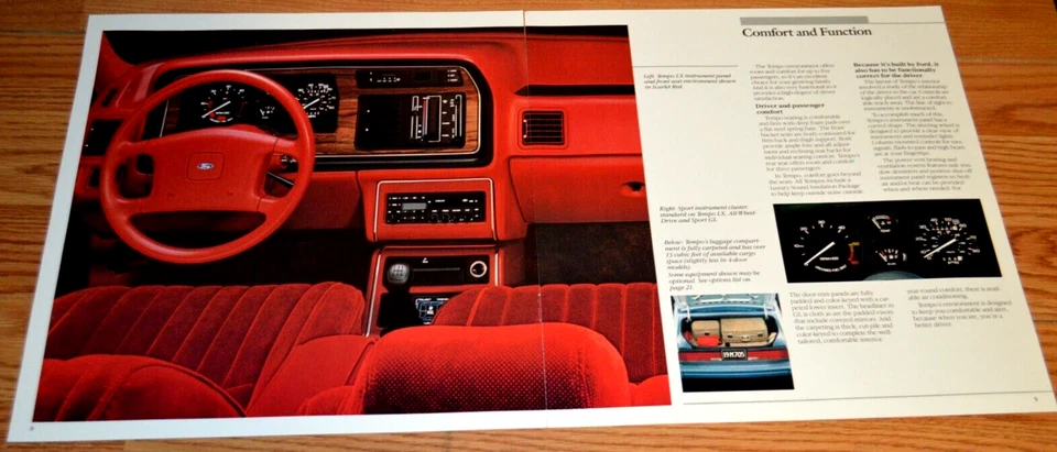 Ford Tempo 1987 interior original concesionario anuncio impreso anuncio-87 rojo 5 velocidades Foto 2 de 2