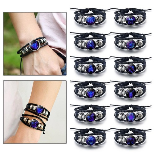 Serene Manifestation Bracelet 12 Constellations Gemstone`Leather USN