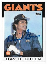 DAVID GREEN 1986 TOPPS AUTOGRAPHED SIGNED # 727 SAN FRANCISCO GIANTS