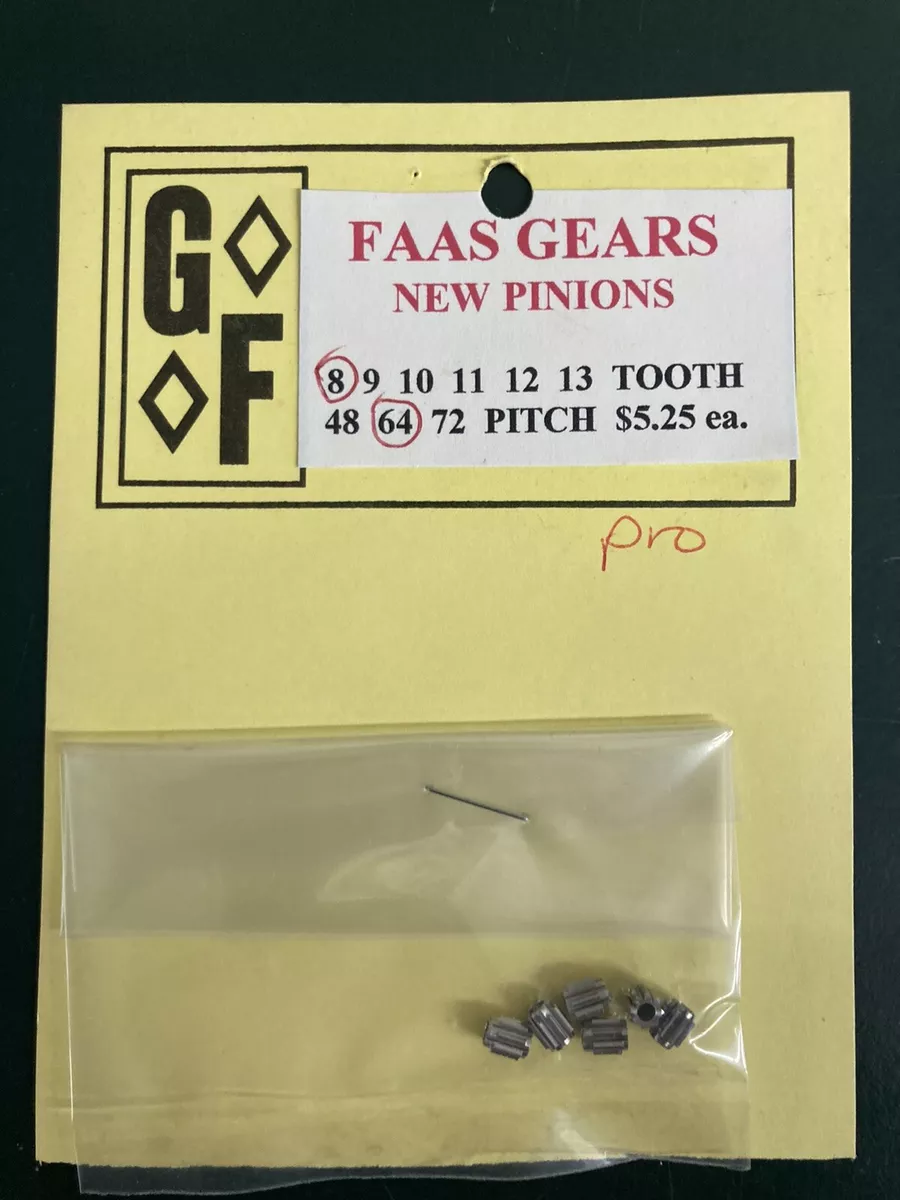 FAAS 8 Tooth 64 Pitch 1 24 Slot Car Pro Pinion Gear 6 Gears