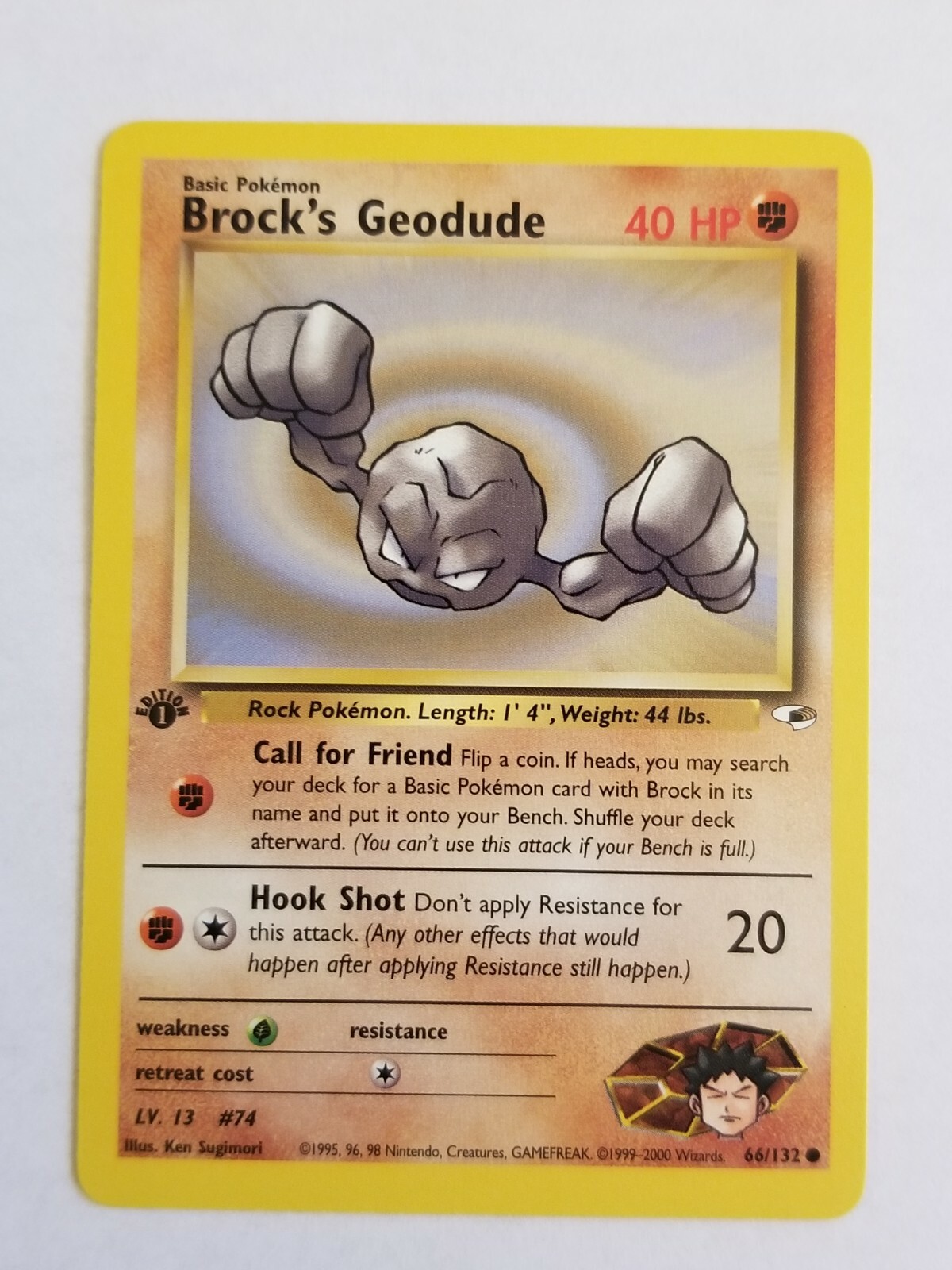 BROCK'S GEODUDE 66/132 1st Edition Gym Heroes WOTC Pokemon Card Near Mint