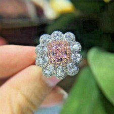 4.68Ct Pink White Sparkling Stone Cocktail Party Ring In 925 Sterling Silver