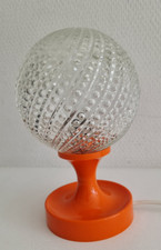 Space Age Tischlampe Hustadt Leuchten – Orange Glas mit Bubbles 60/70er, Vintage