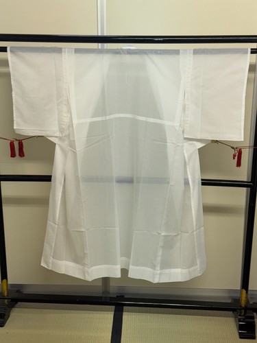 Kimono japonés vintage poliéster blanco Juban Tradition altura 51,9 pulgadas - Imagen 3 de 23