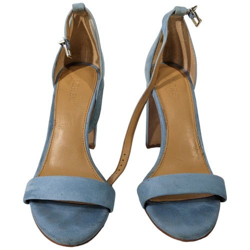 J.Crew Womens Stella Ankle Strap Heels Size 7 Light Blue Suede Open Toe - 第 5/15 張圖片