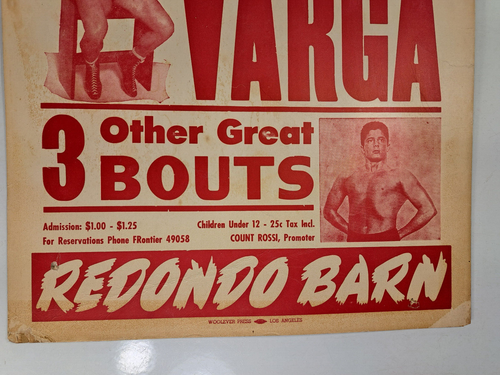 Count Billy Varga Vs. Leo Garibaldi, Vintage Wrestling Event Poster,  22"x14" S - Picture 4 of 18