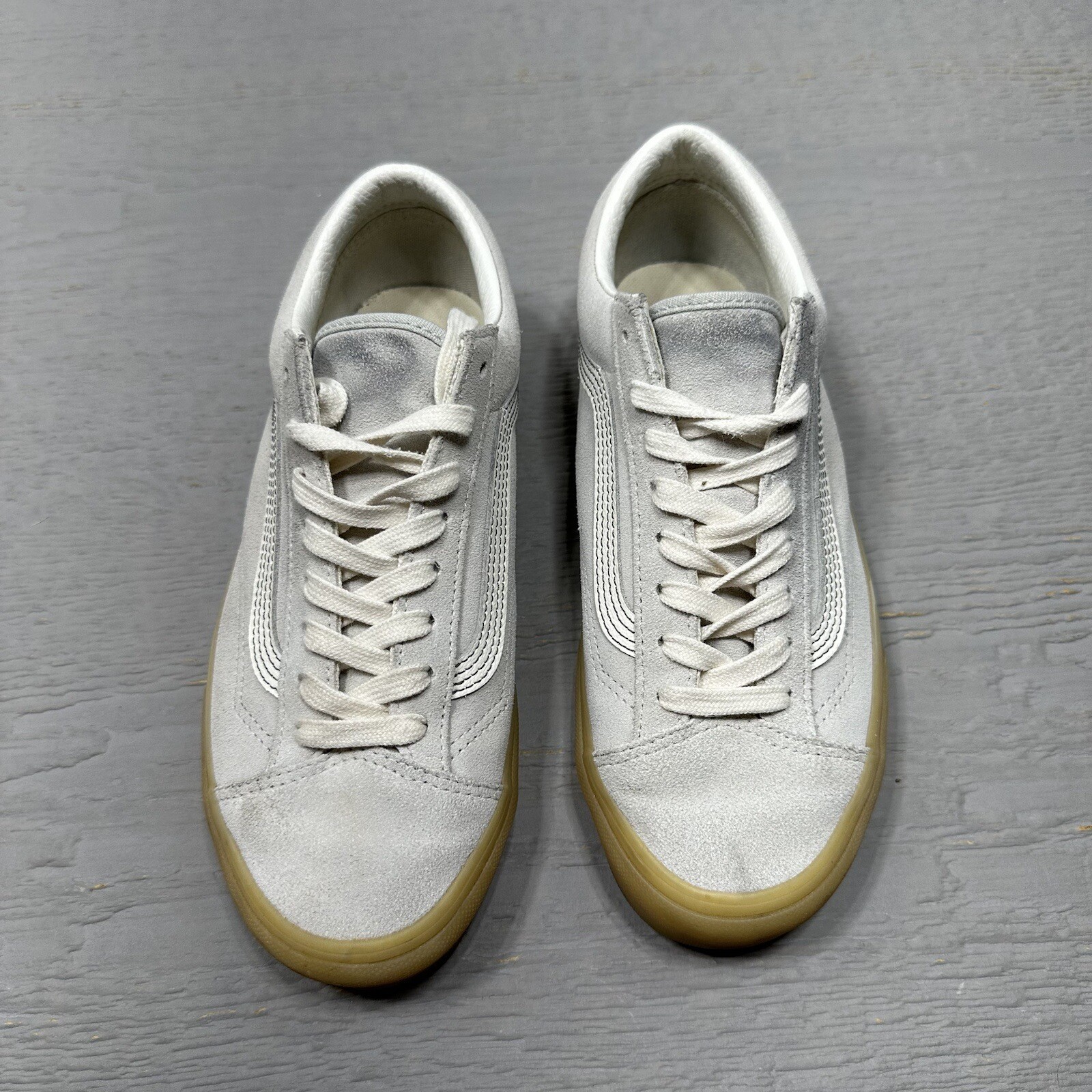 Vans Shoes Mens Womens Gray Leather Brown Sole Low Top